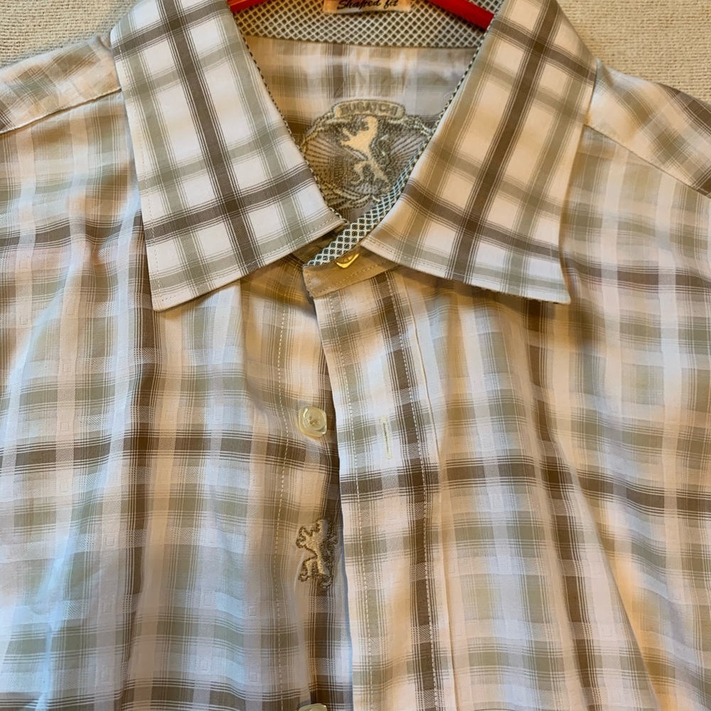 Bugatchi Brown Checkered Gingham Button Down - image 3